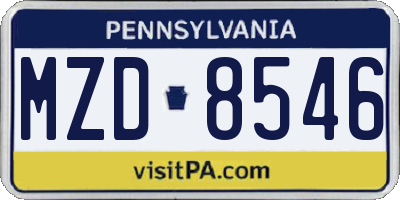 PA license plate MZD8546