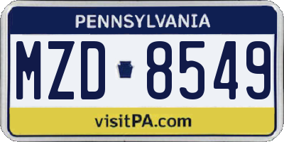 PA license plate MZD8549