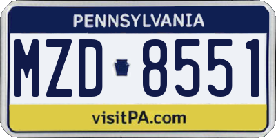 PA license plate MZD8551