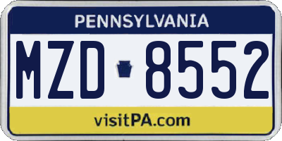 PA license plate MZD8552