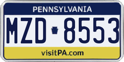 PA license plate MZD8553