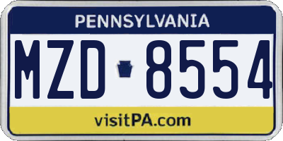 PA license plate MZD8554