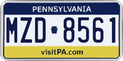 PA license plate MZD8561