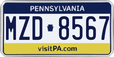 PA license plate MZD8567