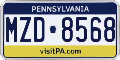 PA license plate MZD8568