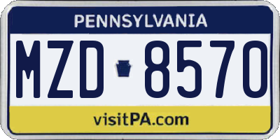 PA license plate MZD8570