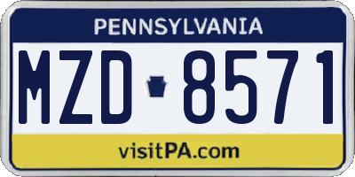 PA license plate MZD8571
