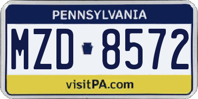 PA license plate MZD8572