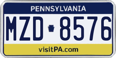 PA license plate MZD8576