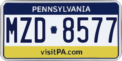 PA license plate MZD8577