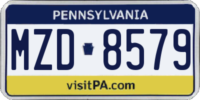 PA license plate MZD8579