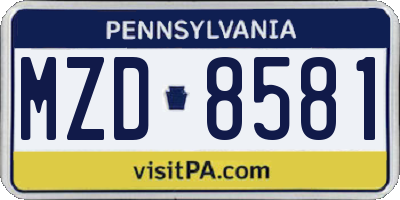 PA license plate MZD8581