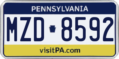 PA license plate MZD8592