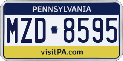 PA license plate MZD8595