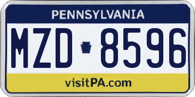 PA license plate MZD8596
