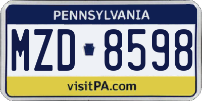 PA license plate MZD8598