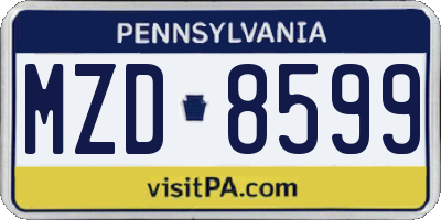 PA license plate MZD8599