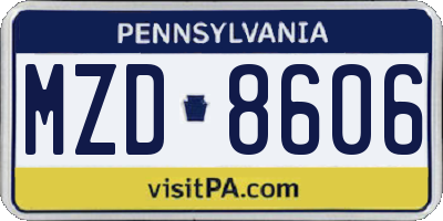 PA license plate MZD8606