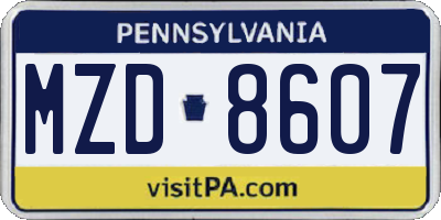 PA license plate MZD8607