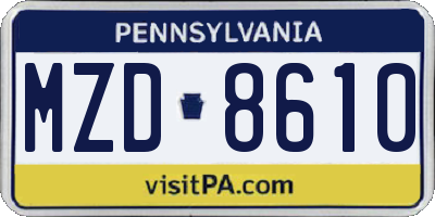 PA license plate MZD8610