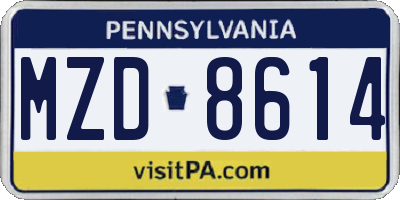 PA license plate MZD8614