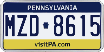 PA license plate MZD8615