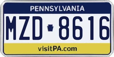 PA license plate MZD8616