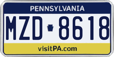 PA license plate MZD8618