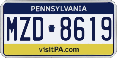 PA license plate MZD8619