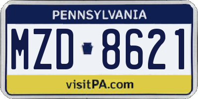 PA license plate MZD8621