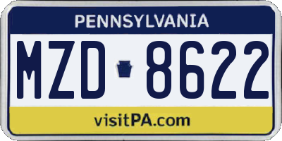 PA license plate MZD8622