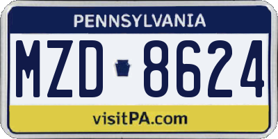 PA license plate MZD8624