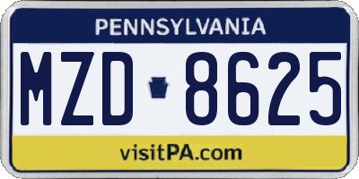 PA license plate MZD8625
