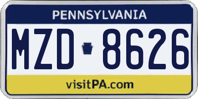 PA license plate MZD8626