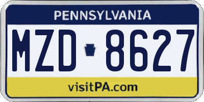 PA license plate MZD8627