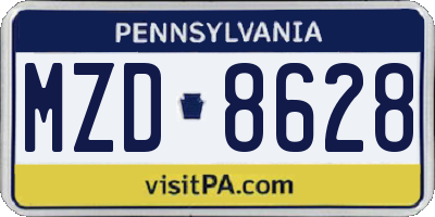 PA license plate MZD8628