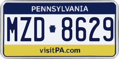 PA license plate MZD8629