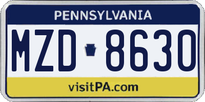 PA license plate MZD8630