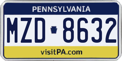PA license plate MZD8632