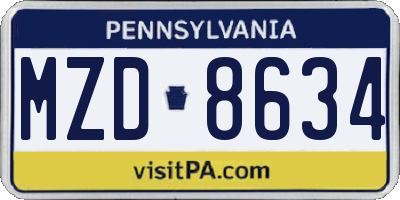 PA license plate MZD8634