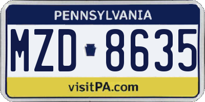 PA license plate MZD8635