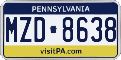 PA license plate MZD8638
