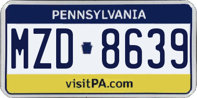 PA license plate MZD8639