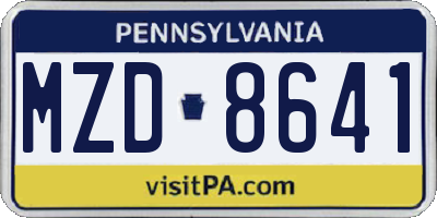 PA license plate MZD8641