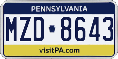 PA license plate MZD8643