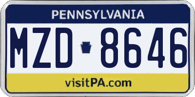 PA license plate MZD8646
