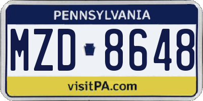 PA license plate MZD8648