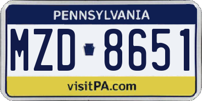 PA license plate MZD8651