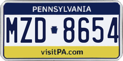 PA license plate MZD8654