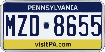 PA license plate MZD8655